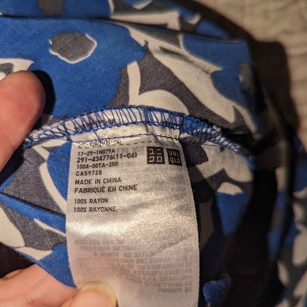 UNIQLO X CASSIE BYRNES Blue & White Florals Contemporary Mini Dress Size Large - Picture 12 of 13